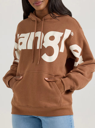 Wrangler Women's Bold Logo Hoodie - Brown Cocoa
