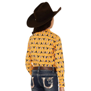 Cruel Youth Girl's Gold Longhorn Snap Down Shirt - Gold