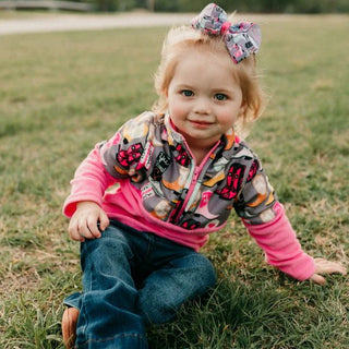 Shea Baby Girls Pink & Grey Boot Fleece Zip Up