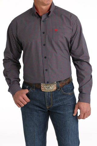 Cinch Men's Plaid Button-Down Western Shirt - Navy