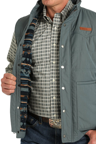 Cinch Men's Wax Coated Quilted Vest - Blue