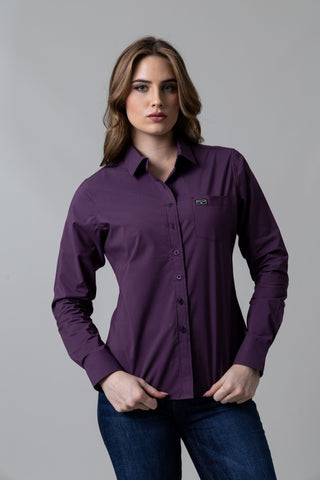 Kimes Women's Linville Button Up Top Plum